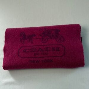Coach Deep Red cashmere Scarf with Carriage Motif